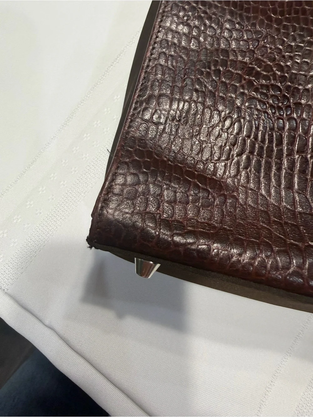 Vintage Giani Bernini Burgundy Croc-Embossed Leather Tote Bag – Silver H Hardwar